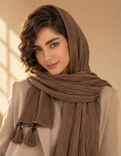 شال پلیسه منگوله چوبی