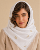 روسری سفید طلاکوب طلایی