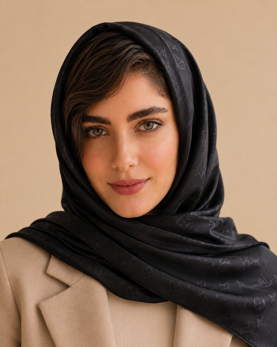 روسری ژکاراد مشکی طرح لویی ویتون